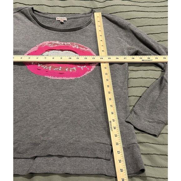 Juicy Couture Sequin Sparkly Pink Gray Lips Sweater Medium Vintage - Picture 4 of 8